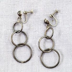 Vintage Mexico Silver Hoop Earrings